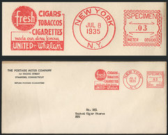 UNITED STATES: Cover With SPECIMEN Of Machine Cancel With Advertising Slogan, Topic CIGARETTES, TOBACCO, VF Quality, Rar - Other & Unclassified