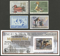 UNITED STATES: HUNTING PERMIT STAMPS: 4 Revenue Stamps + 1 Sheet, All MNH And Of Excellent Quality! - Steuermarken