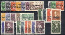 FINLAND - KARELIA: Yvert 1/28, 1941/3 Complete Sets Of 28 Values (complete Country), MNH, Excellent Quality! - Otros & Sin Clasificación