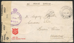 GREAT BRITAIN: Cover Sent To Argentina On 16/AP/1944 With Military Free Frank, Cancelled 'FIELD POST OFFICE 756', Censor - Altri & Non Classificati