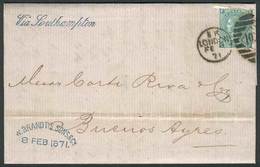 GREAT BRITAIN: 8/FEB/1871 LONDON - ARGENTINA: Complete Folded Letter Franked By Sc.54 Plate 4, With Duplex Cancel, Sent  - Andere & Zonder Classificatie