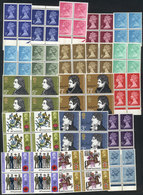 GREAT BRITAIN: Lot With A Large Number Of Stamps In Unmounted Blocks Of 4 (and A Few Singles), All Of Excellent Quality  - Autres & Non Classés