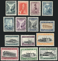 GREECE: Sc.321/334, 1927 Complete Set Of 14 Values, Mint Lightly Hinged, VF Quality, Catalog Value US$245 - Sonstige & Ohne Zuordnung