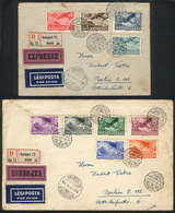 HUNGARY: Sc.C35/C44, 1936 Complete Set Of 10 Values On 2 Covers Sent From Budapest To Berlin On 18/SE/1936, With Light S - Autres & Non Classés