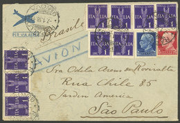 ITALY: 7/JA/1938 Rapallo - Brazil, Airmail Cover With 11L, Arrival Backstamps, VF - Non Classés