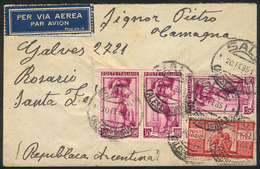 ITALY: Airmail Cover Sent From Sale To Argentina On 20/FE/1951 With Mixed Postage 100L. Democratica + 3x 30L. Lavoro, Sm - Ohne Zuordnung