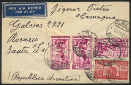 ITALY: Airmail Cover Sent From Sale To Argentina On 20/FE/1951 With Mixed Postage 100L. Democratica + 3x 30L. Lavoro, Sm - Sin Clasificación
