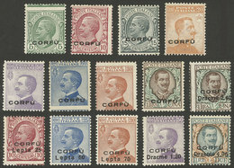 ITALY - CORFU: Yvert 1/14, 1923 Complete Set Of 14 Overprinted Values, Excellent Quality! - Korfu