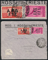 ITALY - TRIESTE: Airmail Cover Sent To Santos (Brazil) On 23/SE/1948 Franked With 150L. (Sassone 17 + A.12), Minor Openi - Andere & Zonder Classificatie