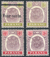 MALAYA: Sc.14/15 + 28, 1895/9 Tiger, Complete Set Of 3 Values + Overprinted Value Of 1899, Mint Lightly Hinged, VF Quali - Pahang