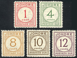 MALAYA - JOHORE: Sc.J1/J5, 1938 Complete Set Of 5 MNH Values, As Fresh And Perfect As The Day They Were Printed, Excelle - Johore