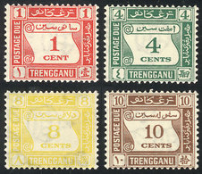 MALAYA - TRENGGANU: Sc.J1/J4, 1937 Complete Set Of 4 Values, MNH Perfect, As Fresh As The Day They Were Printed, Excelle - Trengganu