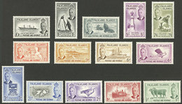 FALKLAND ISLANDS/MALVINAS: Sc.107/120, 1952 Animals Etc., Cmpl. Set Of 14 Values Mint With Small Hinge Marks, VF Quality - Islas Malvinas