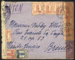 MOROCCO: Airmail Cover Sent To Brazil On 26/MAY/1945 (unusual Destination), With Nice Postage And Double Censor, VF Qual - Sonstige & Ohne Zuordnung