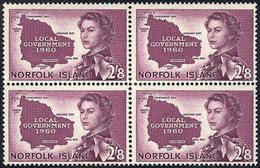 NORFOLK: Sc.42, 1960 Map Of The Island, Unmounted Block Of 4, Excellent Quality, Catalog Value US$64. - Norfolk Eiland