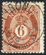 NORWAY: Sc.20, 1872/5 6s. Used, VF Quality! - Sonstige & Ohne Zuordnung