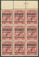 PARAGUAY: Sc.147a, Block Of 9 With INVERTED Overprint, Excellent Quality! - Paraguay