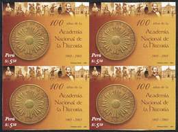 PERU: Sc.1492, 2006 National Academy Of History, IMPERFORATE BLOCK OF 4, Excellent Quality, Rare! - Perù