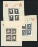 POLAND: Sc.314/316, 1937 Visit Of King Carol Of Romania To Poland, Cmpl. Set Of 3 MNH Souvenir Sheets, VF Quality! - Autres & Non Classés