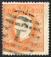 PORTUGAL: Sc.44c, 1870/84 80r. Orange, Perf 14¼, Very Fine Quality, Very Rare! - Other & Unclassified