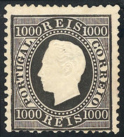 PORTUGAL: Sc.51, 1870/84 1000r. Black, Mint Without Gum, VF Quality! - Other & Unclassified