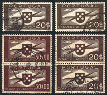 PORTUGAL: Sc.C10 Vertical Pair + Sc.C9, 4 Examples In Different Shades: Pair In Dark Brown And 2 Singles In Light Brown  - Otros & Sin Clasificación