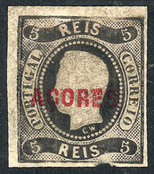 PORTUGAL - AZORES: Sc.1, 1868 5r. Black, Mint Part Original Gum, With A Fault In The Lower Border Else Very Fine, Very R - Azores