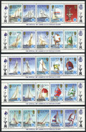 SOLOMON ISLANDS: Sc.570/574, 1986 America's Cup, Complete Set Of 10 Sheets Of 5 Stamps Each, Topic Maps, Sailing Yachts  - Solomon Islands (1978-...)