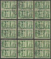 SWITZERLAND: Sc.305, 1945 Pax 10Fr., 18 Used Examples In Pairs, Almost All Of Fine To VF Quality (4 Or 5 Stamps With Min - Oblitérés