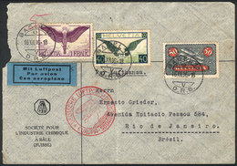 SWITZERLAND: Airmail Cover Sent From Basel To Rio De Janeiro On 16/DE/1936 By Germany DLH Franked With 1.90Fr., Interest - ...-1845 Vorphilatelie