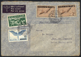 SWITZERLAND: Airmail Cover Sent From Zürich To Rio De Janeiro On 26/AU/1938 Franked With 4.30Fr., Very Nice! - ...-1845 Prephilately