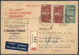 SWITZERLAND: Registered Airmail Cover Sent VIA LATI From Tramelan To Brazil On 22/SE/1941 Franked With 16Fr., VF Quality - ...-1845 Préphilatélie