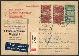 SWITZERLAND: Registered Airmail Cover Sent VIA LATI From Tramelan To Brazil On 22/SE/1941 Franked With 16Fr., VF Quality - ...-1845 Voorlopers