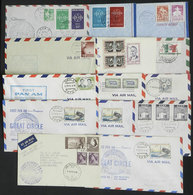 WORLDWIDE: 14 Covers Of Varied Countries Carried On FIRST FLIGHTS To USA, In 1950s, Several Of Japan, VF General Quality - Autres & Non Classés