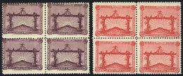 URUGUAY: Sc.388/9, 1928 Victory Of The Uruguay Team In The Olympic Games, 2 Values Of The Set In MNH Blocks Of 4, Excell - Uruguay