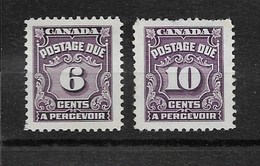 CANADA 1935 Timbres Taxe YT N° 19 Et 20 Neufs Sans Gomme (défaut : Le 10 Cts Dents Rognées) Petit Prix !! - Port Dû (Taxe)