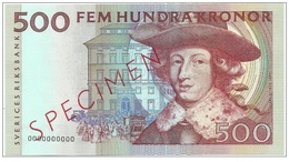 Sweden Sverige 500 Kronor 1985/86. SPECIMEN UNC P-59 Zero Numbered - Suède