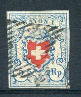 1850- SVIZZERA  -5 Rp. - 1VAL. USED-LUXE !! - - 1843-1852 Kantonalmarken Und Bundesmarken