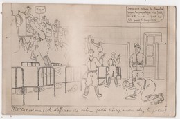 Carte Photo Militaria Humour Dessin Caricature Satirique Saint CYR Illustrateur Raoul Linard - Humor