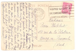 CARCASONNE RP Carte Postale Ob Meca CAR254 1939 70c Mercure Yv 416 - 1938-42 Mercurio