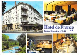 12 - SAINT GENIEZ D'OLT : Hotel Restaurant DE FRANCE - CPSM Village (  1.980 Habitants) Grand Format - Aveyron - Other & Unclassified