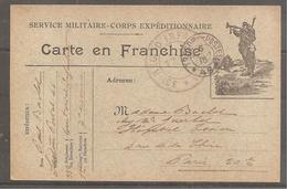 Carte En Franchise Service Militaire Corps Expeditionnaire  Tresor Et Poste 1915 Cachet 33 Regiment Infanterie   Clairon - Other & Unclassified