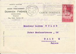 Belgium Carte Postale Sent To Switzerland Verviers 8-3-1935 Single Franked - Cartas