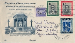 1952 , CUBA , LA HABANA - PRAGA , HOMENAJE A LOS MÁRTIRES ESTUDIANTILES DE 1871 - Storia Postale