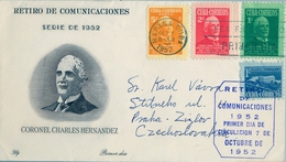 1952 , CUBA , LA HABANA - PRAGA , RETIRO DE COMUNICACIONES , CORONEL CHARLES HERNÁNDEZ - Covers & Documents