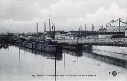 Catastrophes-Gares Avec Trains75 PARIS -Crue 1910 Les Chemins De Fer D'Orleans- Non -Circulée  -TBE - Catastrophes
