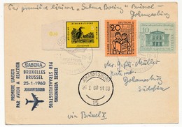 ALLEMAGNE DDR - 1ere Liaison Par Avion à Réaction BRUXELLES - JOHANNESBURG - 23.1.1960 - SABENA - Brieven En Documenten