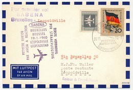 ALLEMAGNE DDR - 1ere Liaison Par Avion à Réaction SABENA - BRUXELLES LEOPOLDVILLE 19.1.1960 - Cartas & Documentos