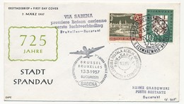 ALLEMAGNE BERLIN - Premier Vol BRUXELLES BUCAREST Par SABENA - 13 Mars 1957 - Cartas & Documentos