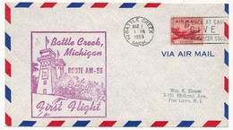 Etats Unis - Premier Vol BATTLE CREEK Michigan - Route AM - 86 - 1er Mai 1955 - Cartas